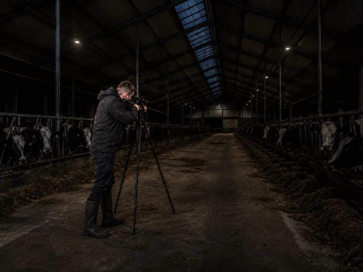 De Twentse Rattenjager aan het werk met luchtgeweer in een koeienstal